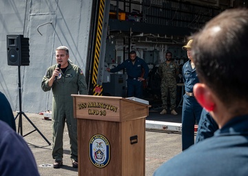 PHIBRON 6 Commodore addresses Sailors aboard USS Arlington