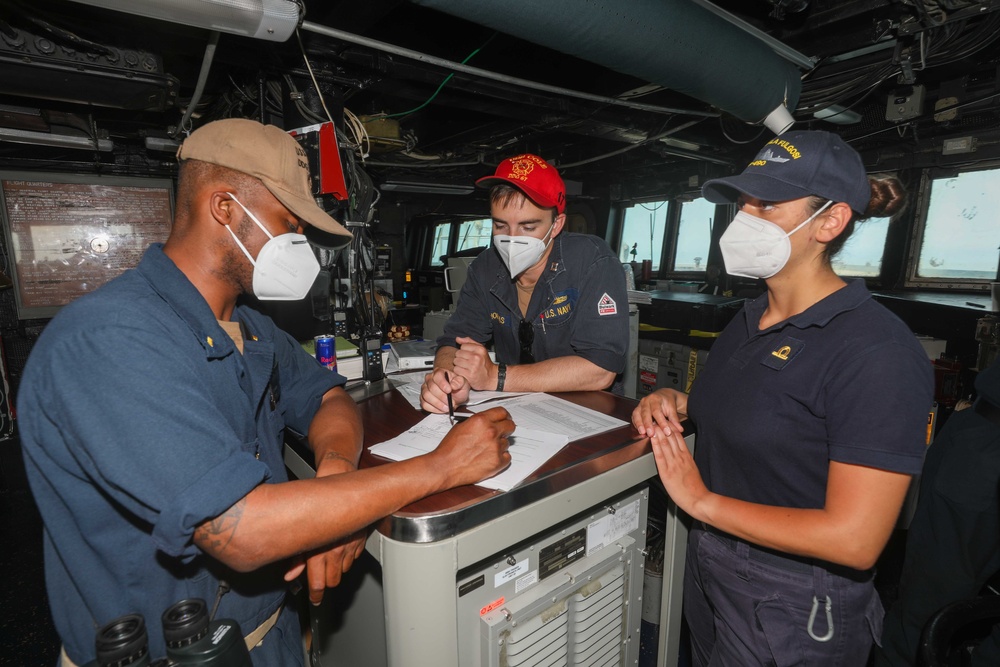 USS Cole Underway with Italian Naval Liasion Officers