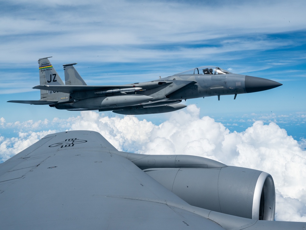 The 914th ARW refuels F-15 Eagles with the 159th FW