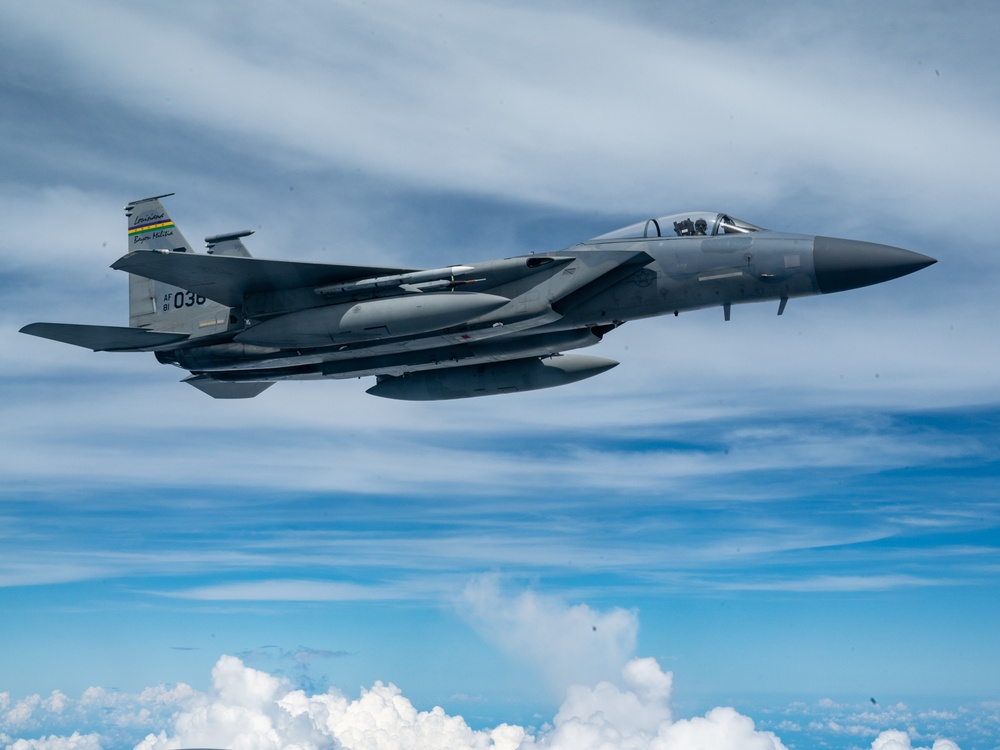 The 914 ARW refuels F-15 Eagles with the 159th FW