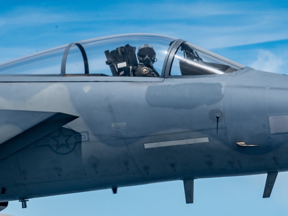 The 914 ARW refuels F-15 Eagles with the 159th FW