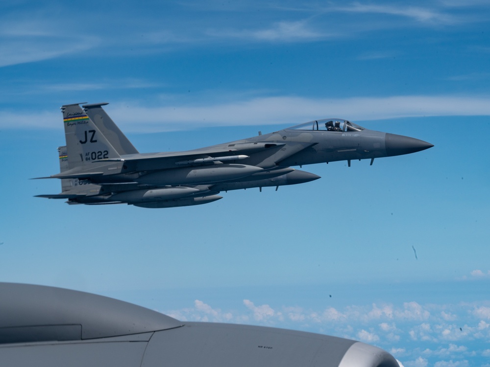 The 914th ARW refuels F-15 Eagles with the 159th FW