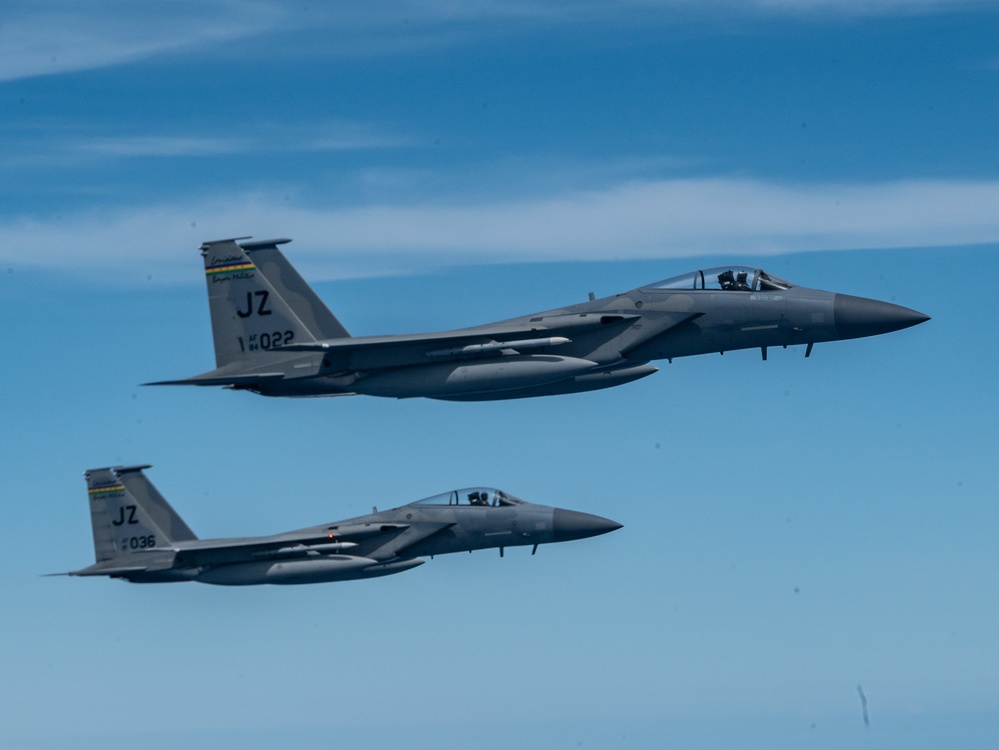 The 914th ARW refuels F-15 Eagles with the 159th FW