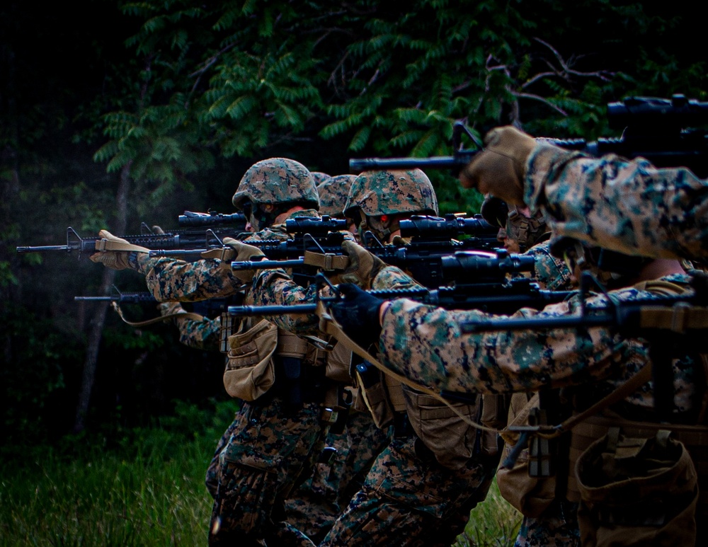 Marines with Guard Company conduct security forces training and sharpen infantry skills at Marine Corps Base Quantico, Va.