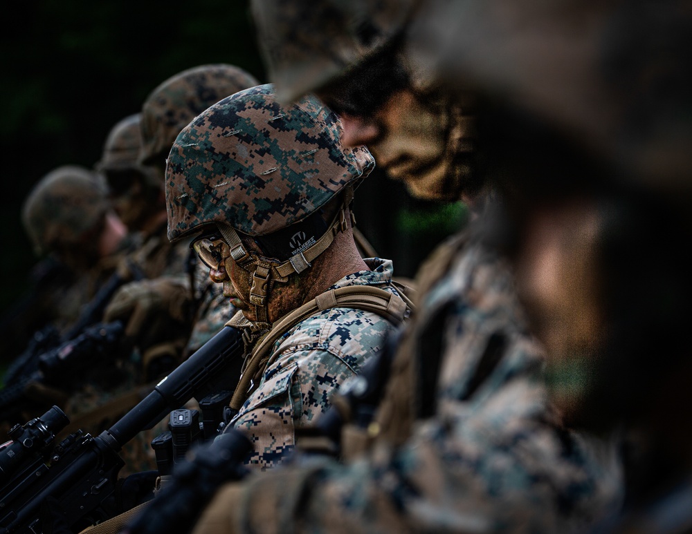 Marines with Guard Company conduct security forces training and sharpen infantry skills at Marine Corps Base Quantico, Va.