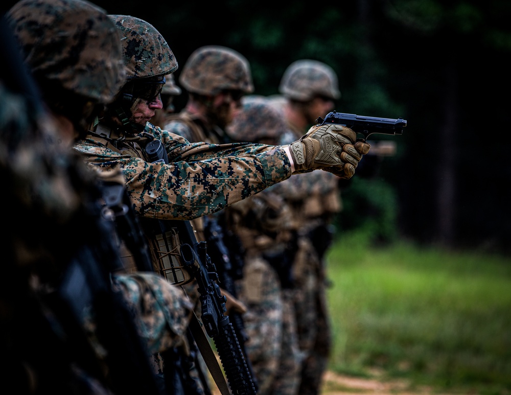 Marines with Guard Company conduct security forces training and sharpen infantry skills at Marine Corps Base Quantico, Va.