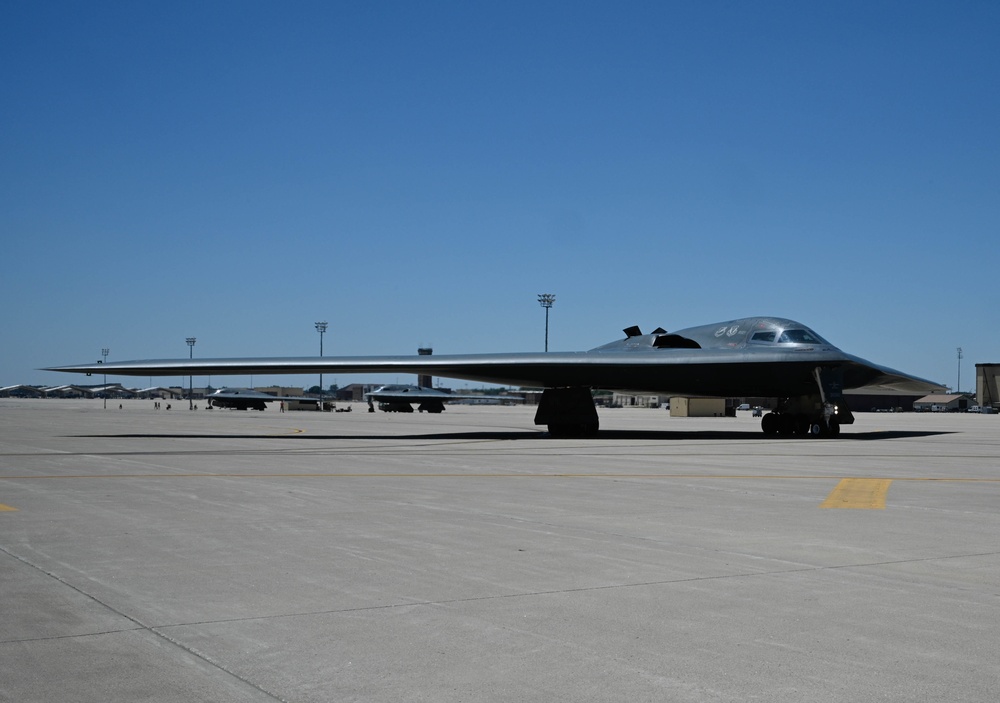 B-2 Spirits prepare for take off at Whiteman AFB