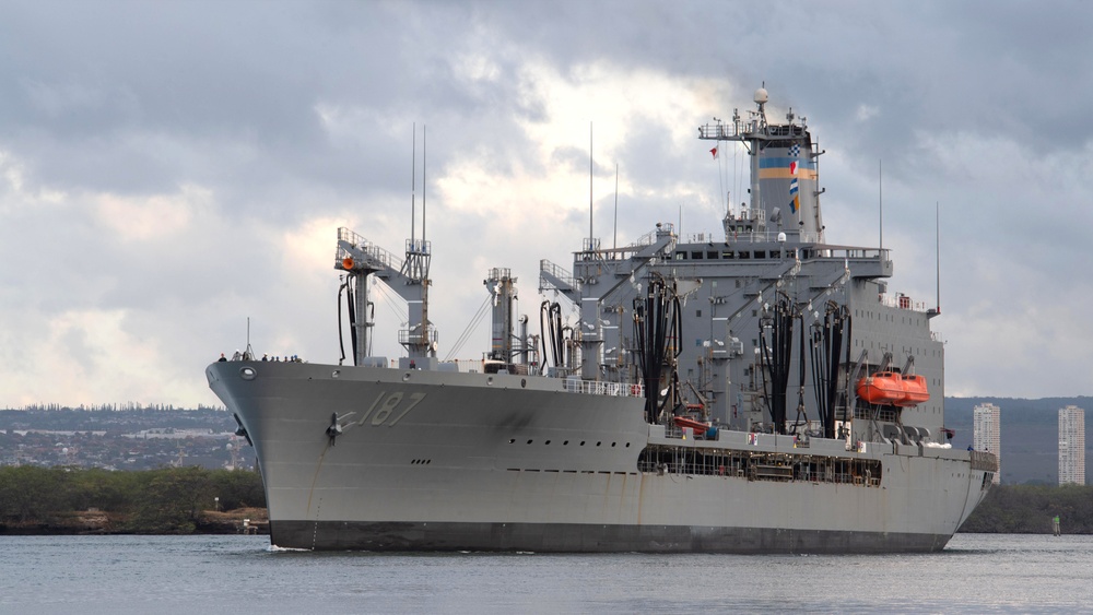 USNS Henry J. Kaiser (T-AO 187) departs Pearl Harbor