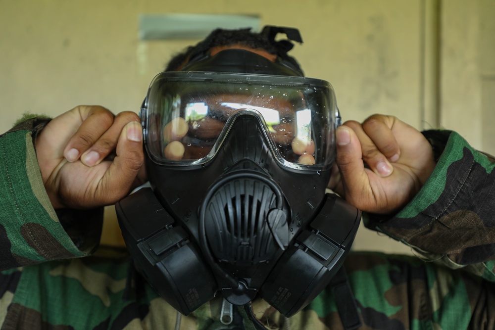 Marines with Combat Logistics Regiment 3 CBRN response training