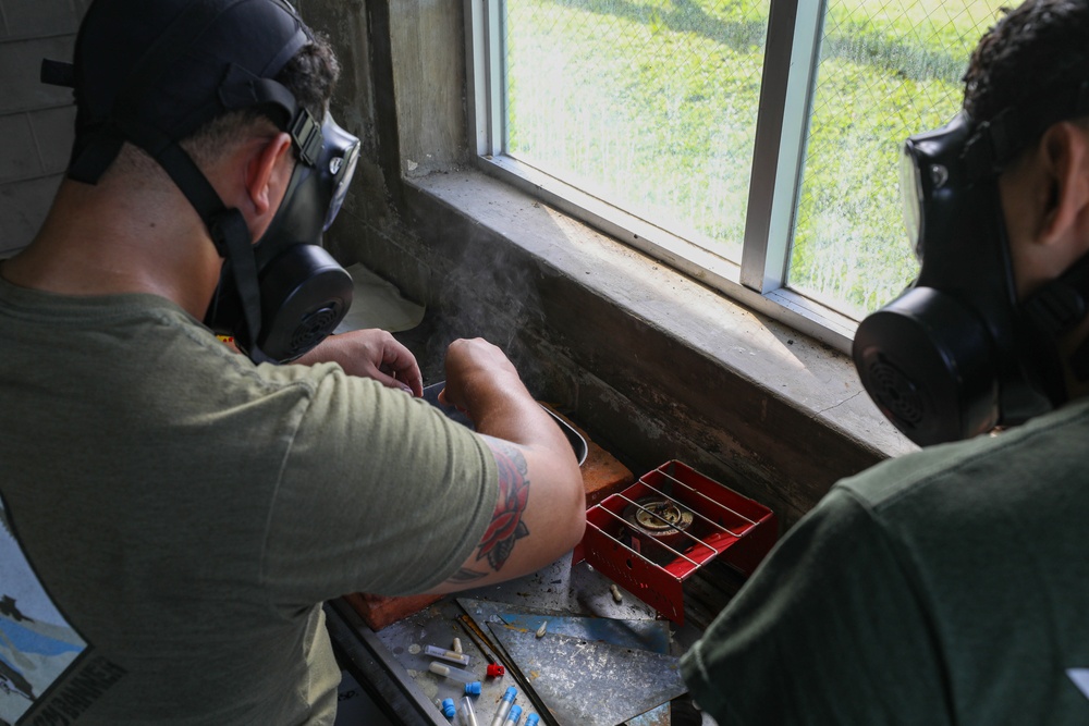 Marines with Combat Logistics Regiment 3 conduct CBRN response training