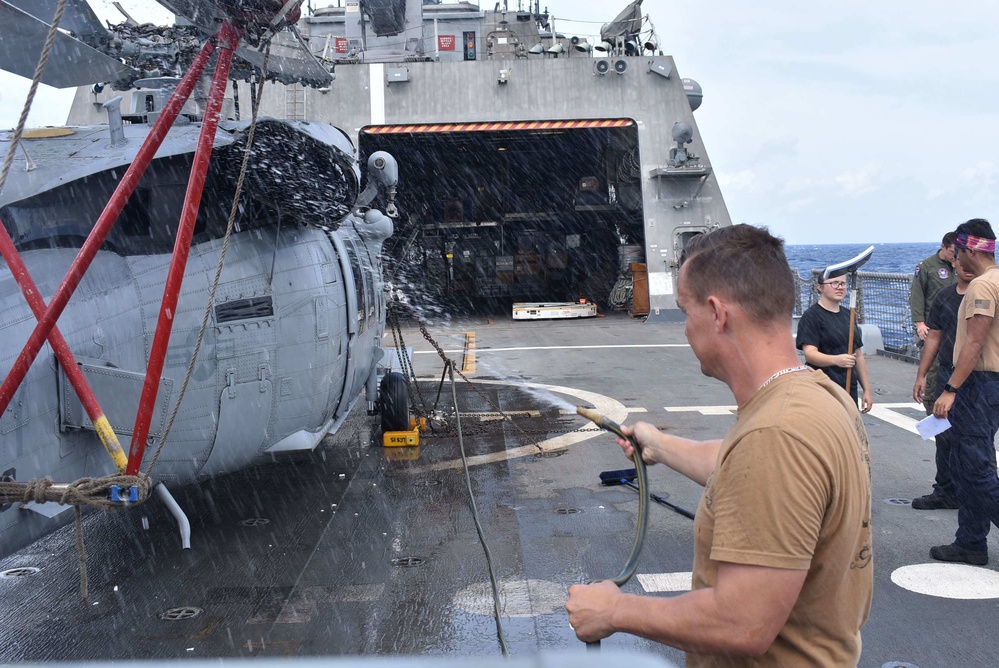 HSC 28 Washes Sea Hawk Helicopter on USS Billings