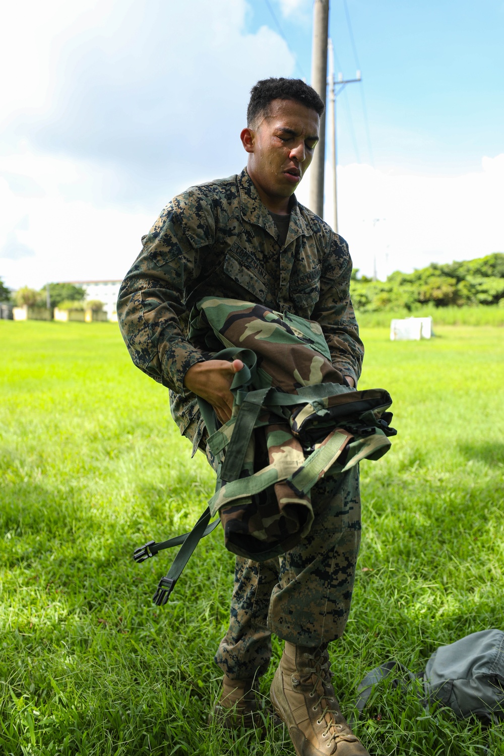 Marines with Combat Logistics Regiment 3 conduct CBRN response training