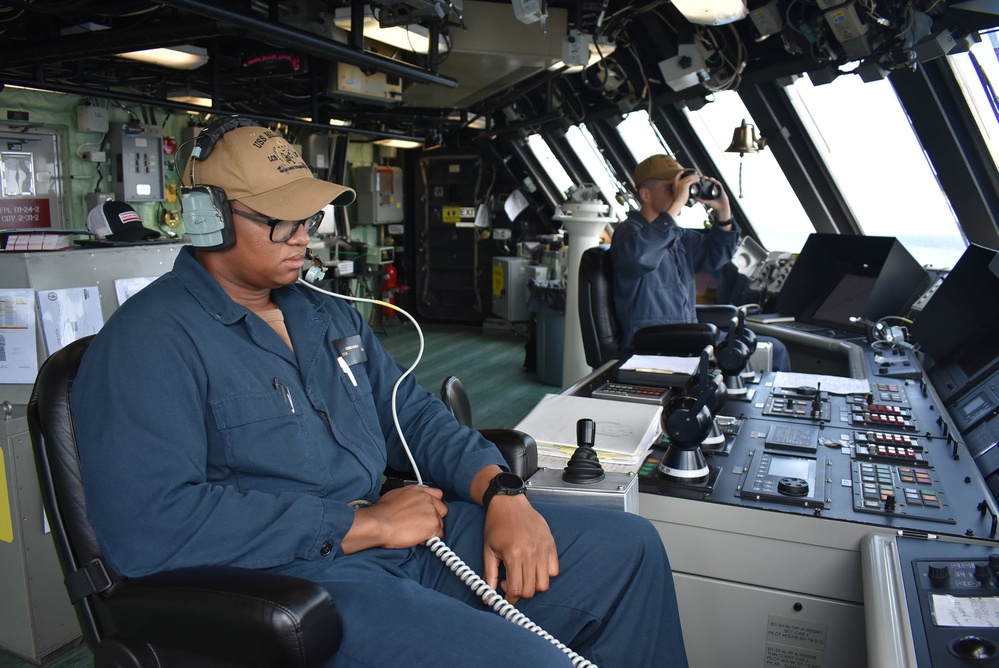 USS Billings OOD Stands Watch in the Pilot House