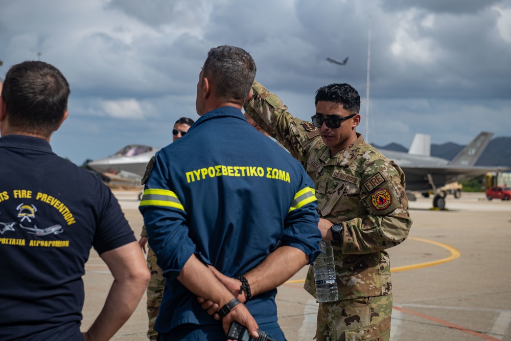 48th CES firefighters conduct familiarization training with joint, Hellenic Air Force partners