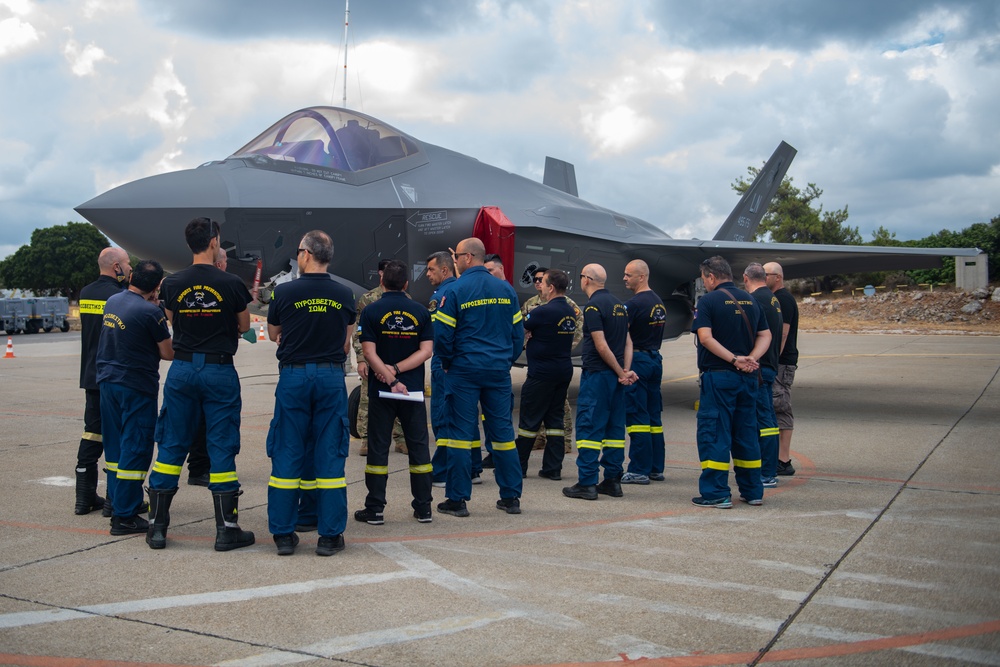 48th CES firefighters conduct familiarization training with joint, Hellenic Air Force partners