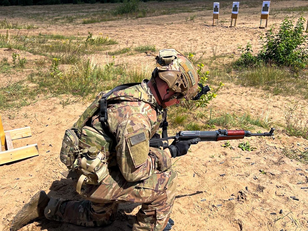 U.S. Soldiers, NATO eFP fire at the range at Latvia