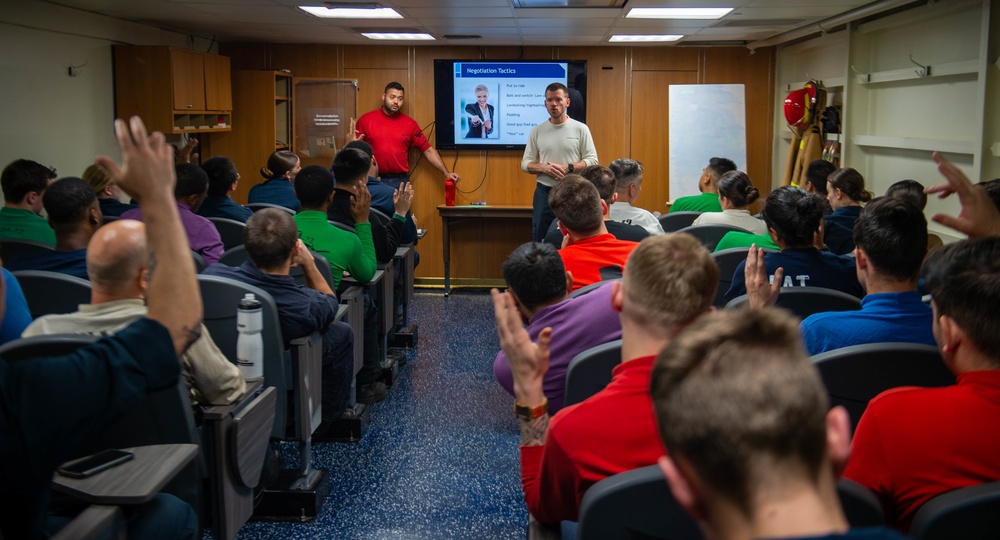 The Harry S. Truman Carrier Strike Group is on a scheduled deployment in the U.S. Naval Forces Europe area of operations, employed by U.S. Sixth Fleet to defend U.S., allied and partner interests.