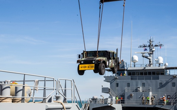 MRF-D 22: U.S. Marines work with U.S. Army and ADF to load LSV-3