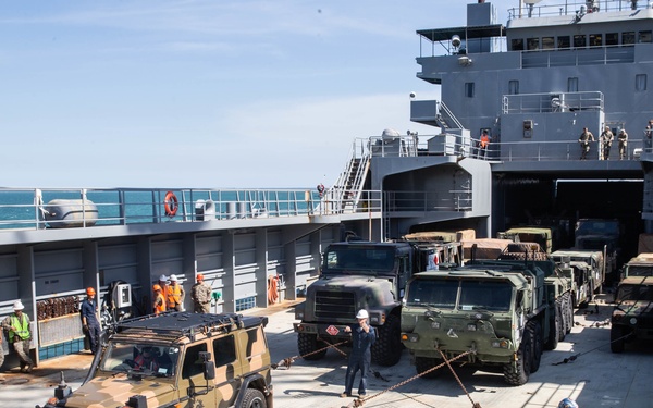 MRF-D 22: U.S. Marines work with U.S. Army and ADF to load LSV-3
