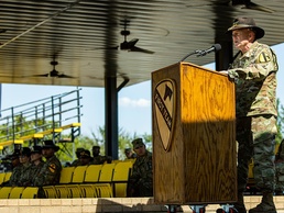 Former First Team Commander Speaks To Troopers At Patching Ceremony