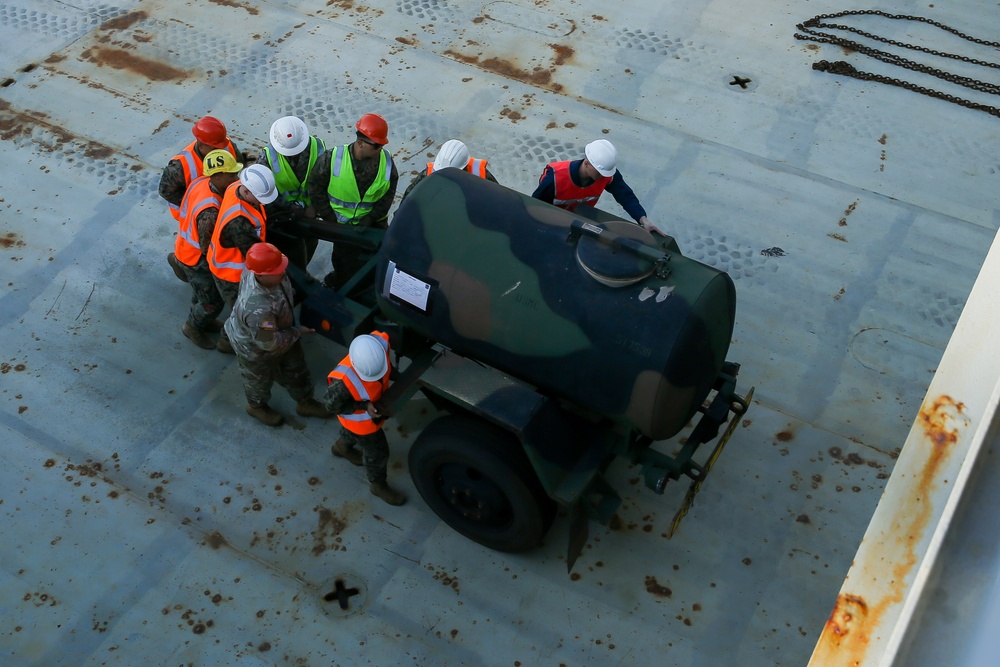 MRF-D 22: U.S. Marines work with U.S. Army and ADF to load LSV-3