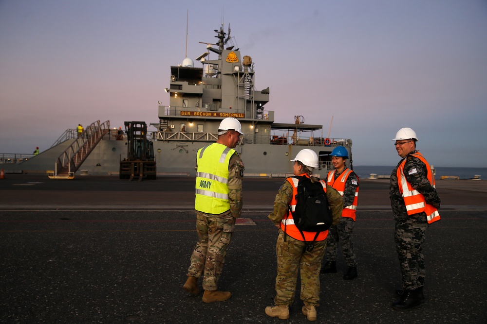 MRF-D 22: U.S. Marines work with U.S. Army and ADF to load LSV-3