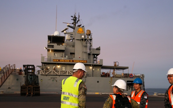 MRF-D 22: U.S. Marines work with U.S. Army and ADF to load LSV-3