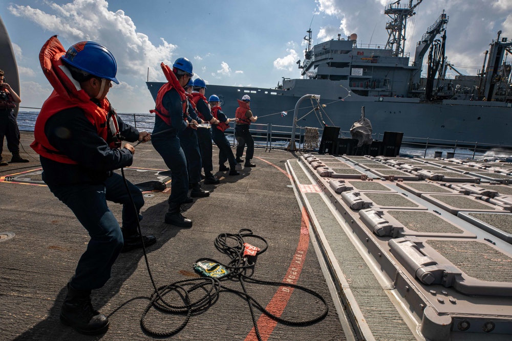 USS San Jacinto conducts replenishment at sea