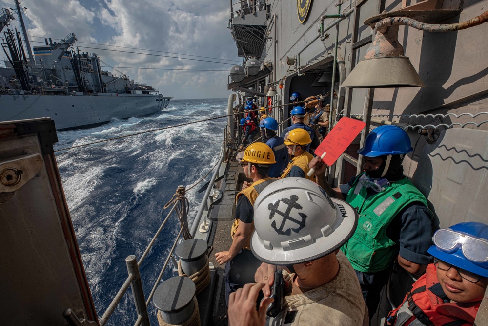 USS San Jacinto conducts replenishment at sea