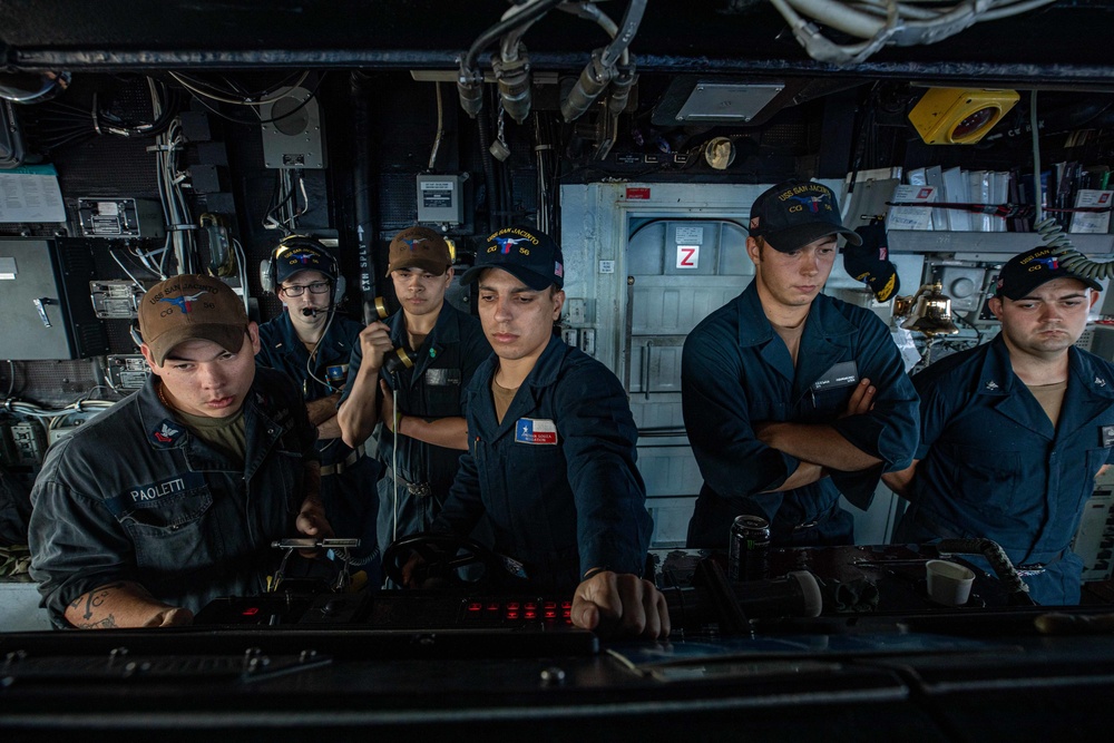 USS San Jacinto conducts replenishment at sea