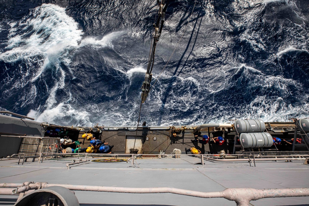 USS San Jacinto conducts replenishment at sea