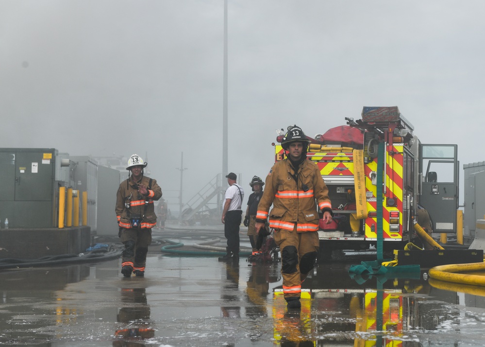 NAVSTA Norfolk Firefighters Combat Fire Aboard Spirit of Norfolk