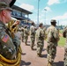 35th Infantry Division Band plays the national anthem at the Kansas City Monarchs baseball game