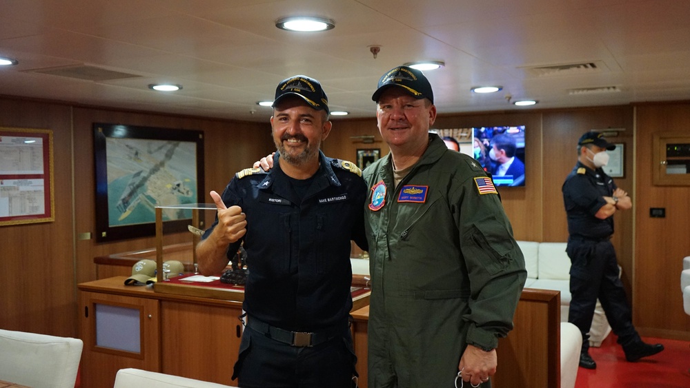 Commander, Standing NATO Maritime Group Two, meets with ships in the task group