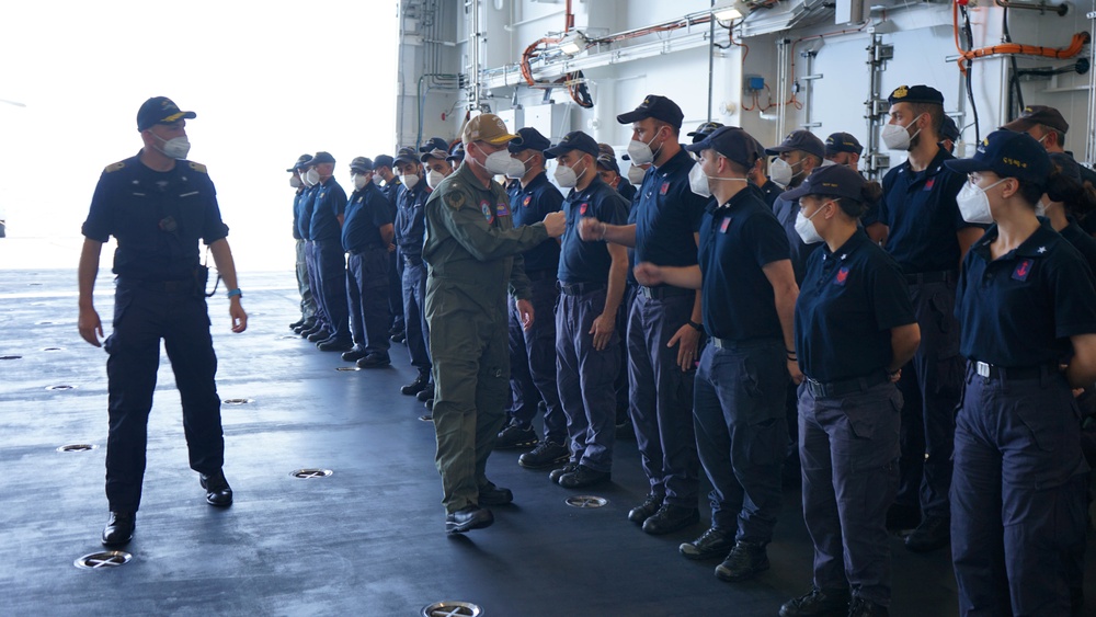 Commander, Standing NATO Maritime Group Two, meets with ships in task group