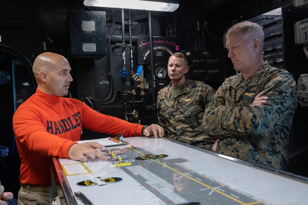 Brigadier General Ryan Rideout visits the 13th MEU while embarked on USS Makin Island