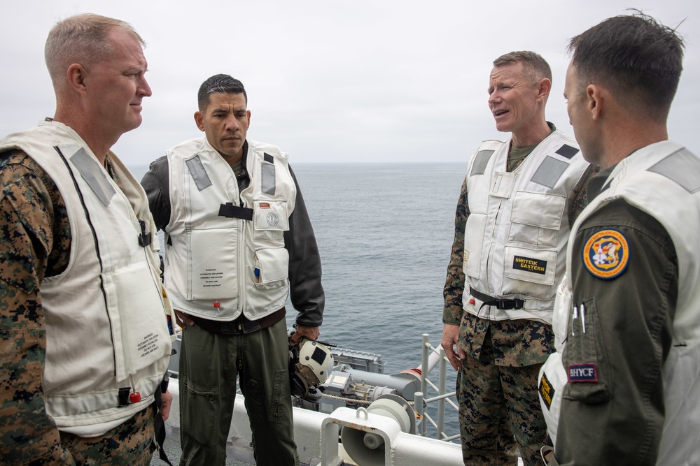 Brigadier General Ryan Rideout visits the 13th MEU while embarked on USS Makin Island