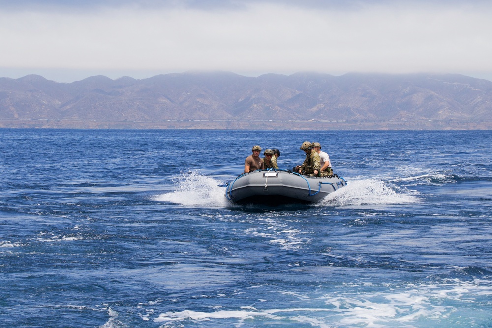 Small Boat Operations aboard USS Portland (LPD 27) During RIMPAC 2022 in Southern California