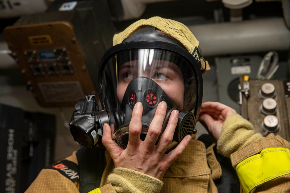 Sailors Conduct Damage Control Drill Aboard USS Dewey (DDG 105)