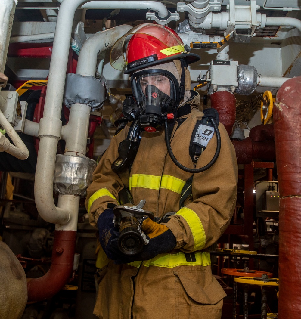 Sailors Conduct Damage Control Drill Aboard USS Dewey (DDG 105)