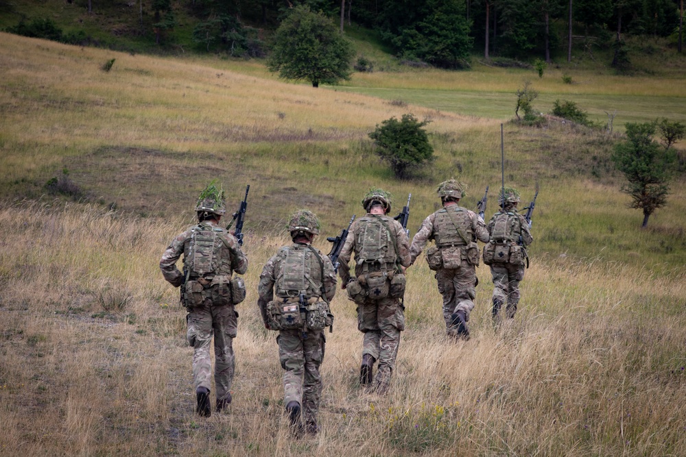 Royal Military Academy Sandhurst Officer Cadets train at Grafenwoehr Training Area