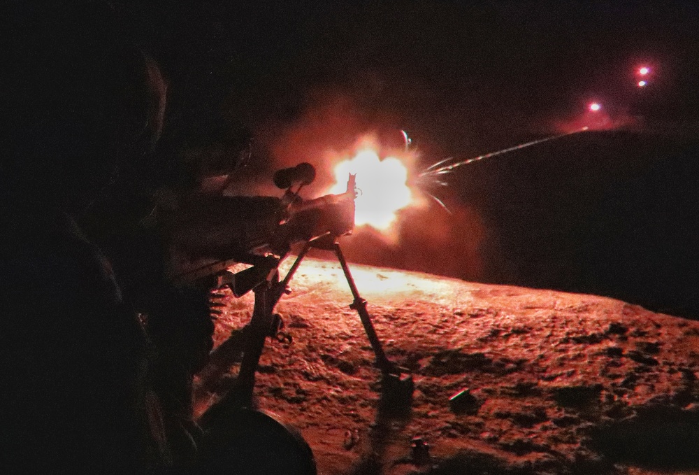 69th Infantry Soldiers conduct night fire at Fort Drum