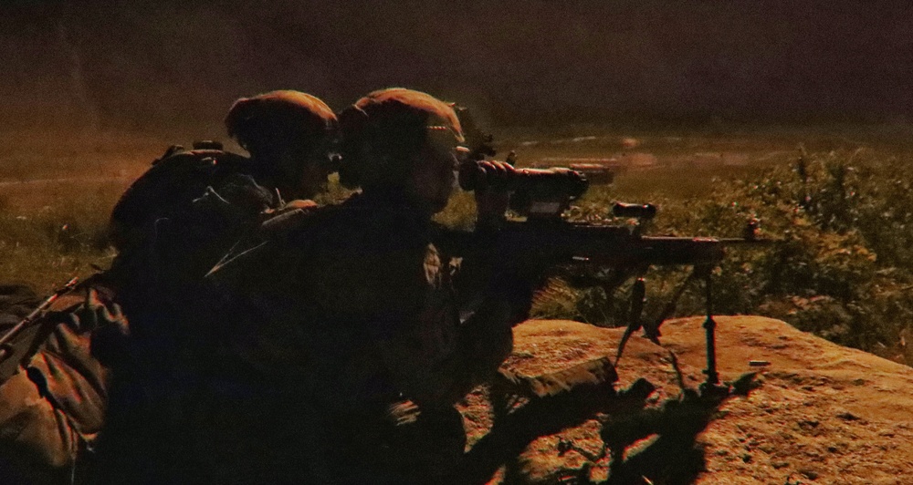 69th Infantry Soldiers conduct night fire at Fort Drum