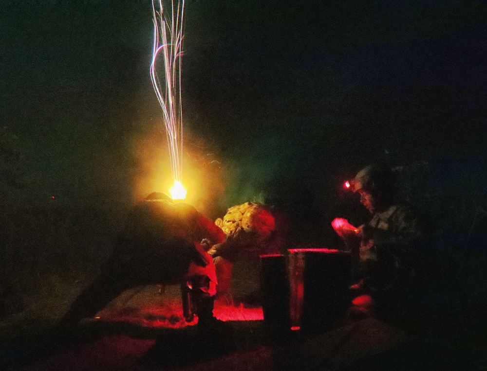 69th Infantry Soldiers conduct night fire at Fort Drum
