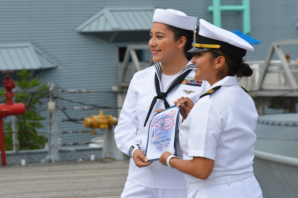 Naval Museum hosts a re-enlistment ceremony for USS Whidbey Island (LSD-41) Sailor