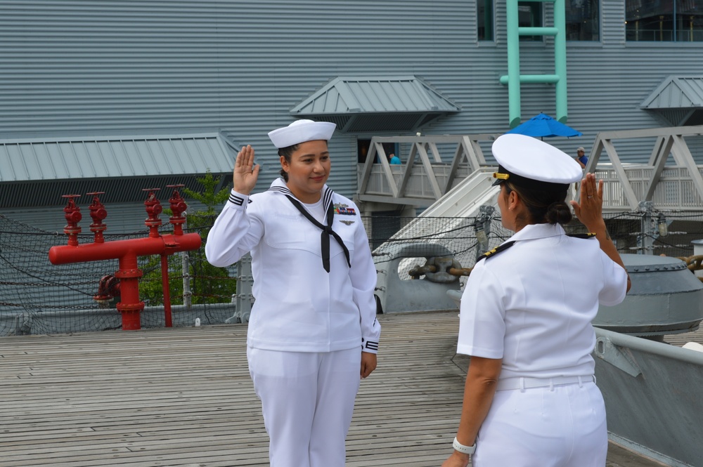 Naval Museum hosts a re-enlistment ceremony for USS Whidbey Island (LSD-41) Sailor