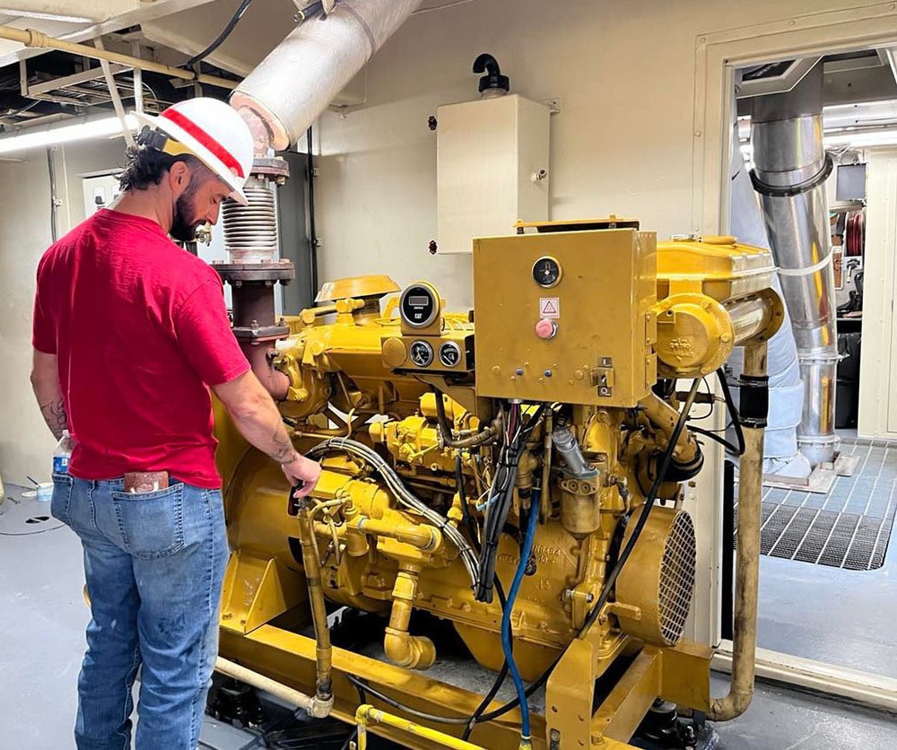 Mr. Pat undergoing major maintenance on the Mississippi