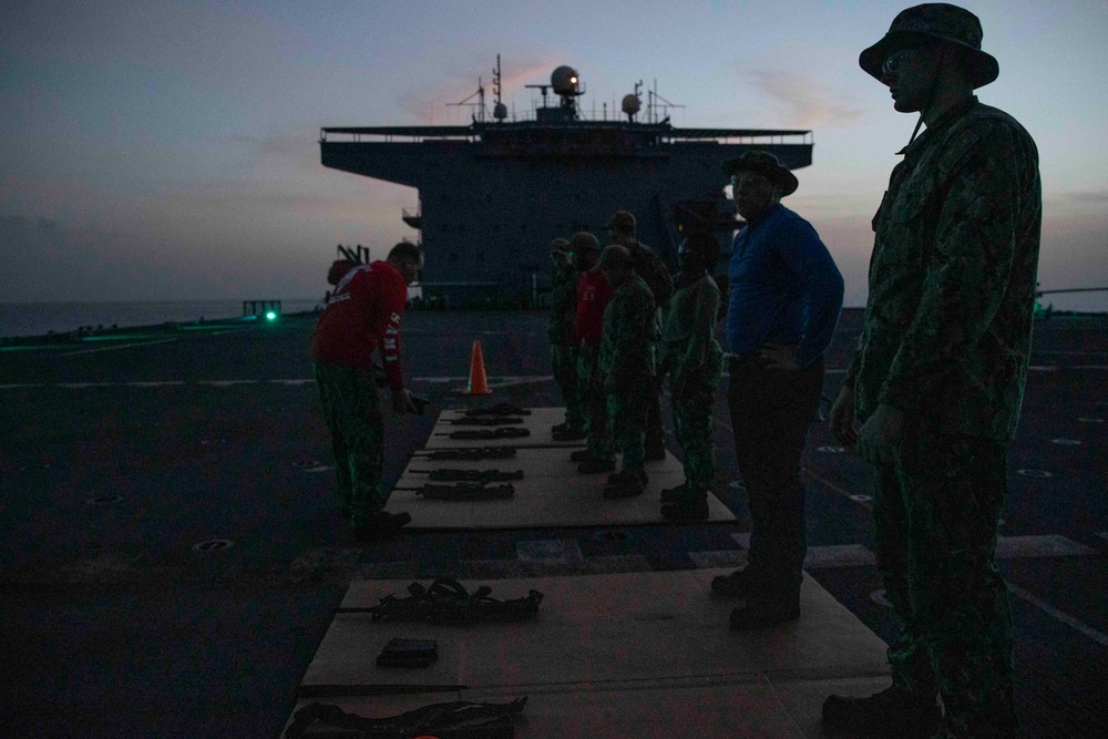 USS Hershel &quot;Woody&quot; Williams (ESB 4) conducts a small-arms weapon qualification.