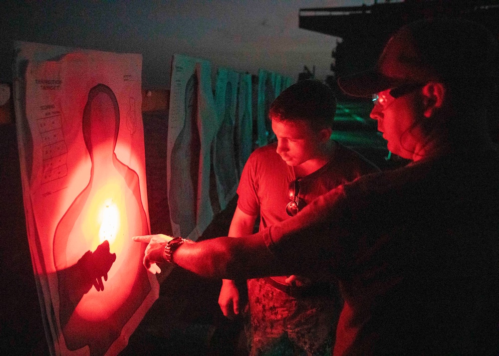 USS Hershel &quot;Woody&quot; Williams (ESB 4) conducts a small-arms weapon qualification.