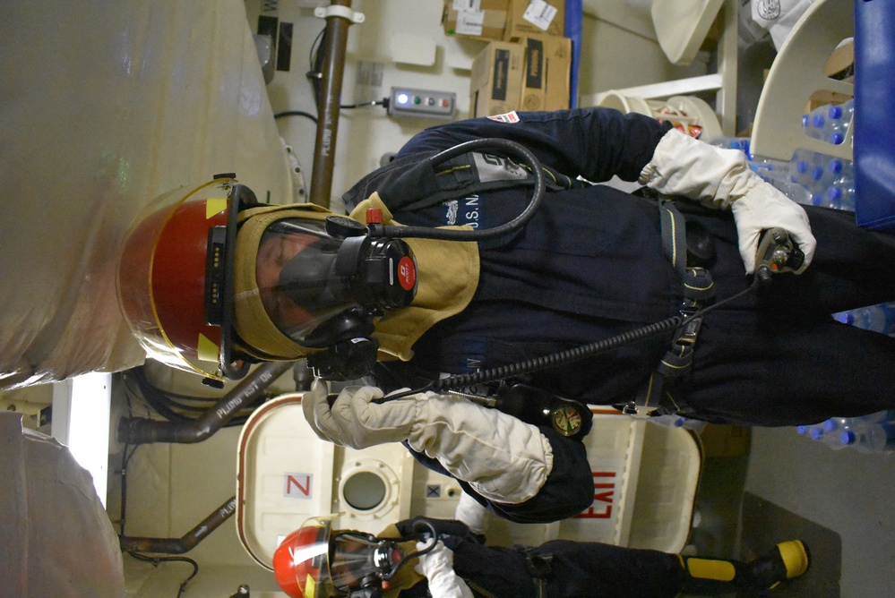 USS Billings Conducts Main Space Fire Drill